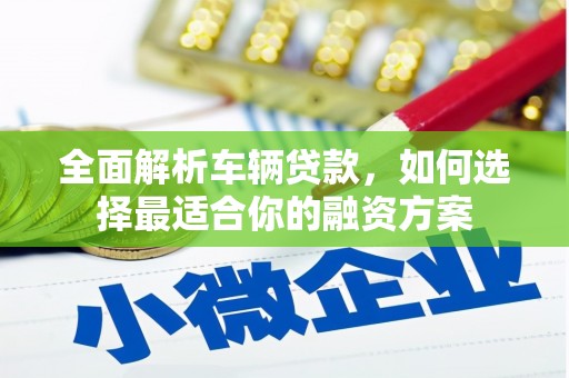 都匀全面解析车辆贷款，如何选择最适合你的融资方案